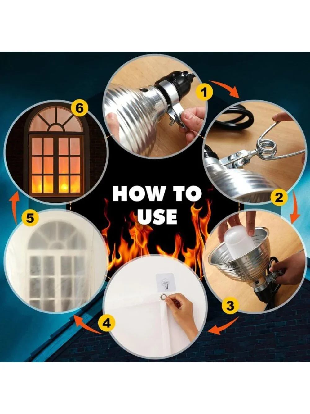 Halloween Fire Projector for Windows | Spooky House Decor & Party Decorations